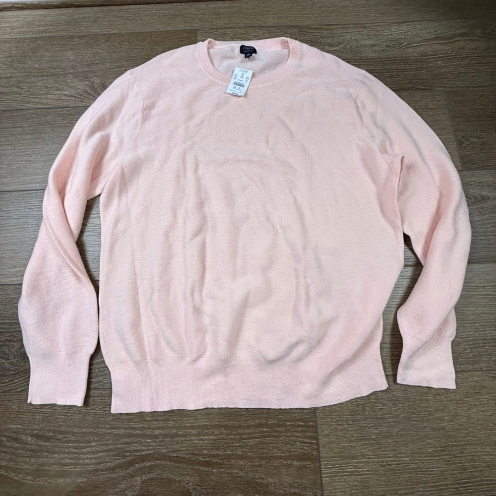 J. Crew Factory Men's Cotton Garter-Stitch Crewneck Sweater Pink NWT Size XL